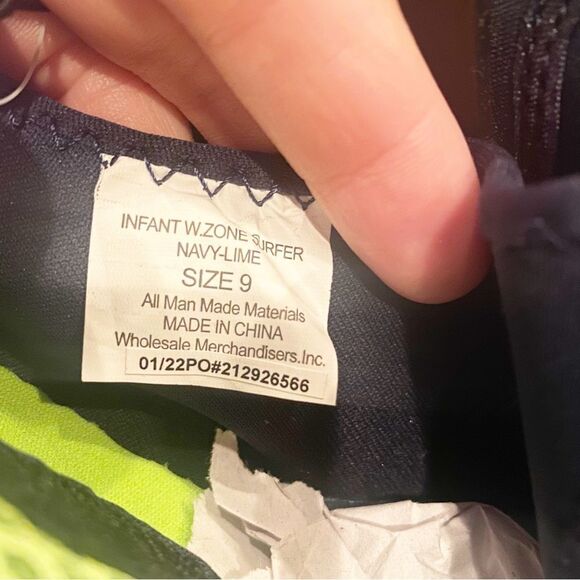 Wave Zone Boys Navy & Lime Green Water Shoes, Toddler Size 9 - Picture 9 of 9